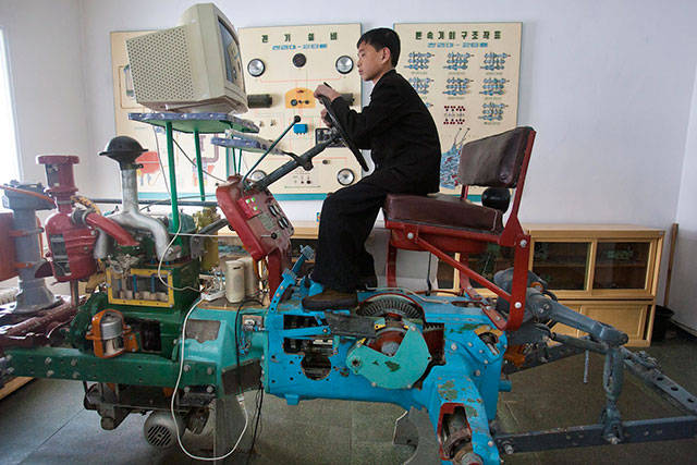 Tractor-driving simulator at Samjiyon Schoolchildrens’ Palace