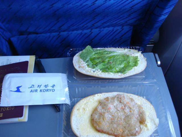 Inflight meal service on Air Koryo, the national airline of North Korea