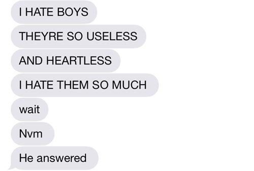 funny texts about boys - I Hate Boys Theyre So Useless And Heartless Thate Them So Much wait Nvm He answered