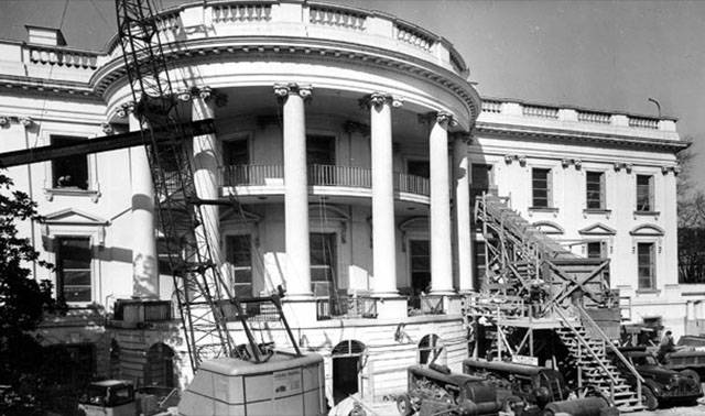 When President Truman almost witnessed the tub crash through the ceiling he decided the White House needed renovation (being over 100 years old). It cost nearly $54 million but saved the White House from being condemned (it was actually declared structurally unsound before that)