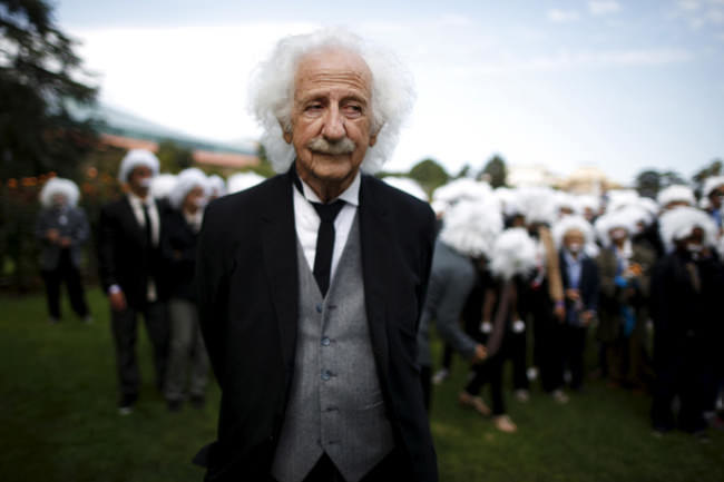 In Los Angeles, a large group of people dressed up as Albert Einstein, simply to break the record of people dressed up as Einstein.