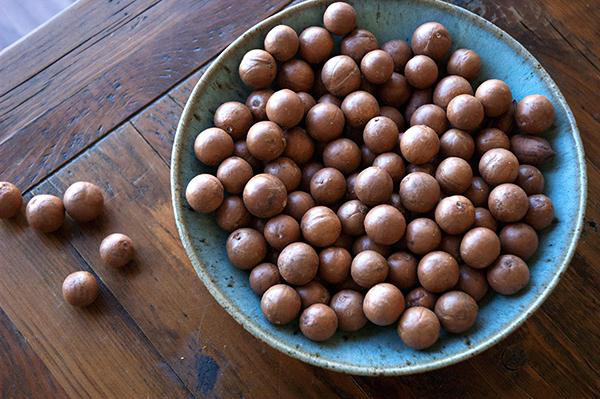 Macadamia Nuts: The exact chemicals found in macadamias that cause a toxic reaction to dogs is still unknown. If eaten, dogs can develop weakness in their hind legs, vomiting, tremors and hypothermia.