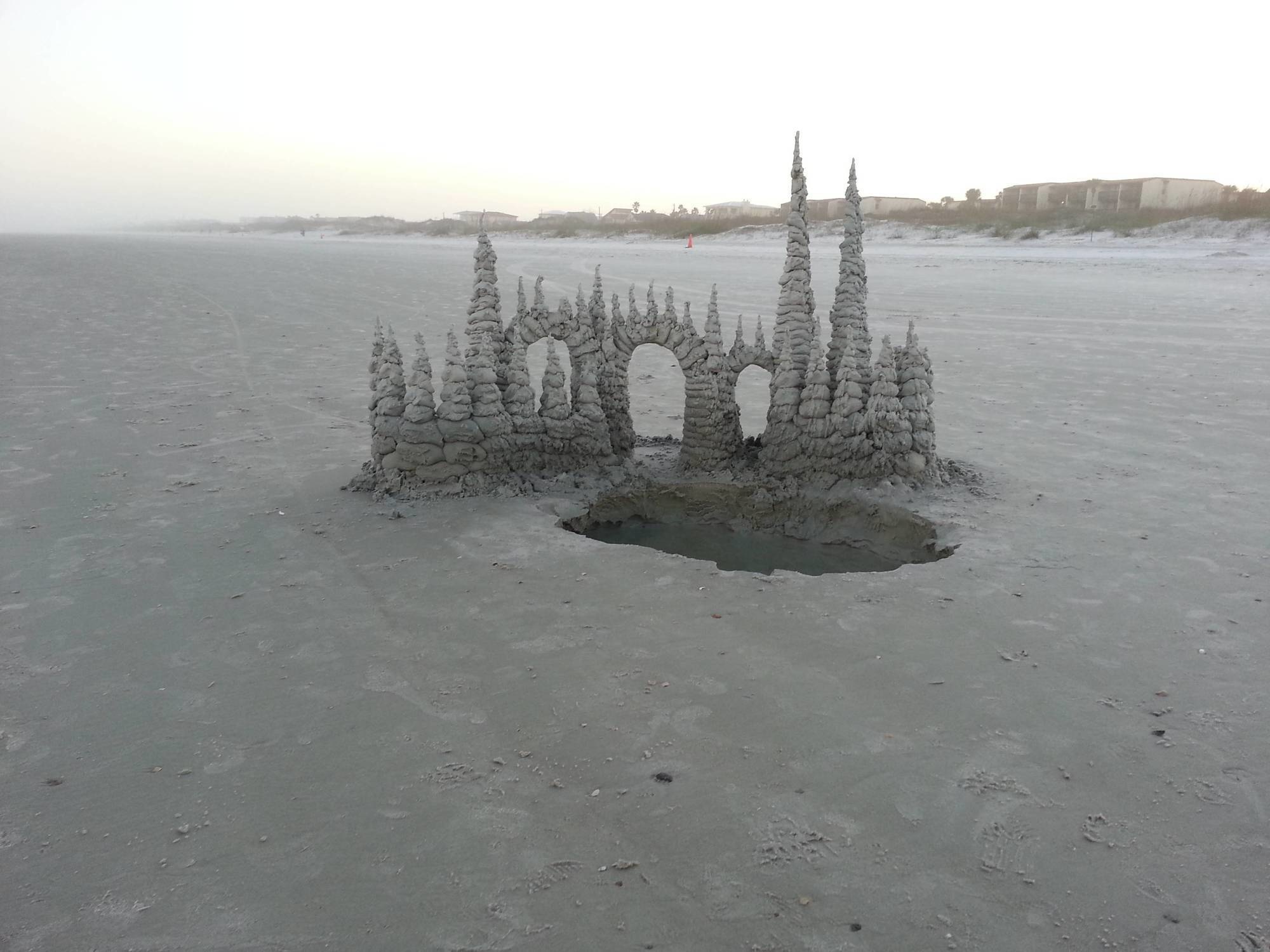 Incredible sandcastle with no artist to be found