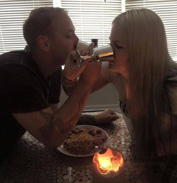 Then a romantic candle lit dinner.