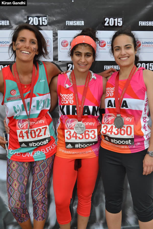 The night before she was set to run her very first marathon, Kiran Gandhi got her period. After a year of training, she refused to miss the momentous moment because of biology. She had two choices—she could run the 26.2 miles with a tampon, or she could bleed freely. 

She chose the latter.

Gandhi went without a tampon during the London Marathon in April 2015 to fight period-shaming. She wanted to take a stand for women around the globe who don't have access to menstrual products or who have to "hide [their period] away like it doesn't exist."