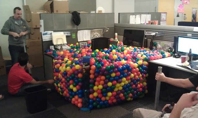When you turn a desk into a ball pit.