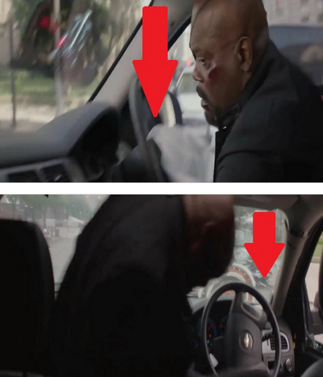 Captain America: The Winter Soldier: When Nick Fury crashes his car, the airbags are clearly visible. In the next shot however, it looks like they never deployed.