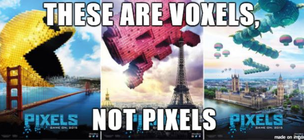 Pixels: For the record, pixels are 2D and voxels are 3D.