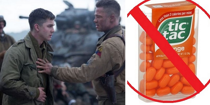 Fury: The film is set in the final days of WWII in 1945. The soldiers mention Tic Tacs in one scene, but the mints weren't invented until the 1960s.