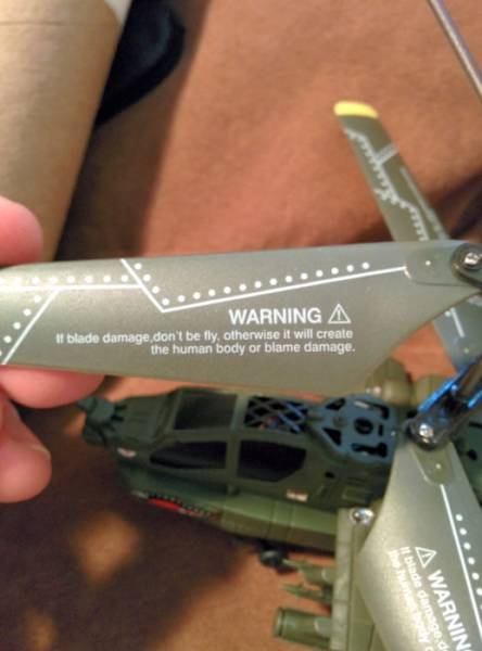 Made In China - Warning A Iblade damage, don't be fly, otherwise it will create the human body or blame damage. A Warnin