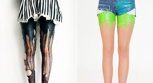 One questionable fashion fad is the “melting tights” craze. A wide range tights that come in a bizarre variety of styles and colors hit the market in 2013. 

German clothier URB manufactures everything from “Unicorn Melting Tights” in a vibrant bubblegum pink to aqua “Pacific Tears Meltingtights." There are even "BlacknWhite Melting Leggings for Men." All are priced at around $65.