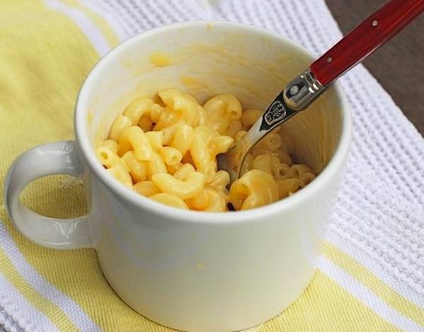 Pasta, water, milk, butter, cheese and a microwave is all you need for delicious single-serve mac and cheese.