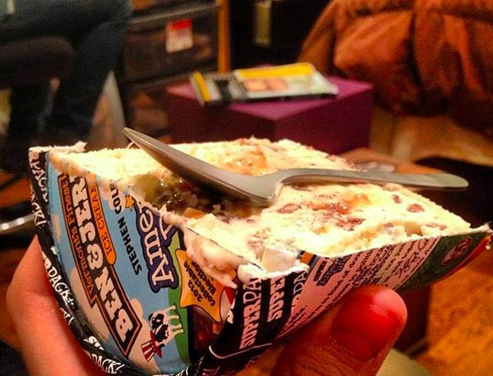 Cut a tub of Ben & Jerrys in half and you’ve got a bowl of ice cream for you and a friend!