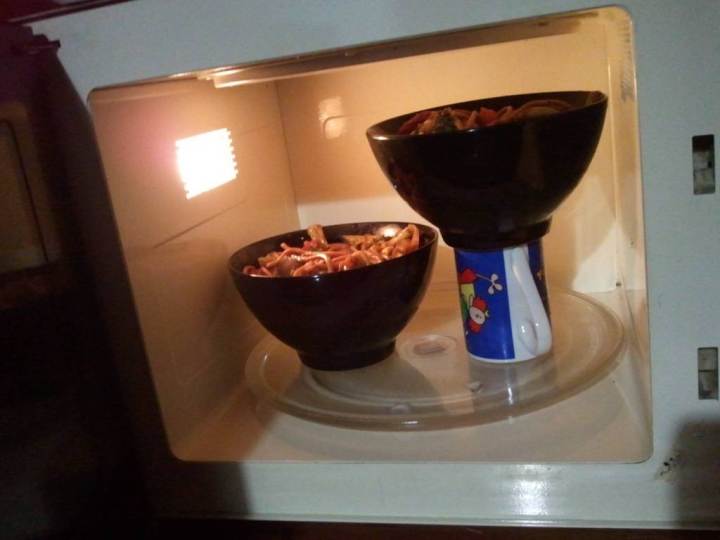 Can’t fit all your food in the microwave at once? Try this!