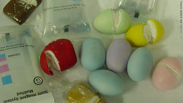 Easter eggs made out of cocaine