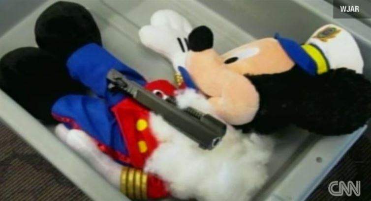 .40 caliber firearm stuffed inside a Mickey Mouse toy