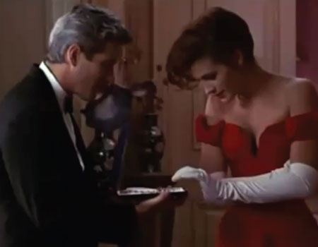 The necklace box snap in Pretty Women: What started as merely a practical joke between Richard Gere and Julia Roberts became one of the best scenes in the movie. The director loved Roberts’ genuine laughter and wisely left the scene in.