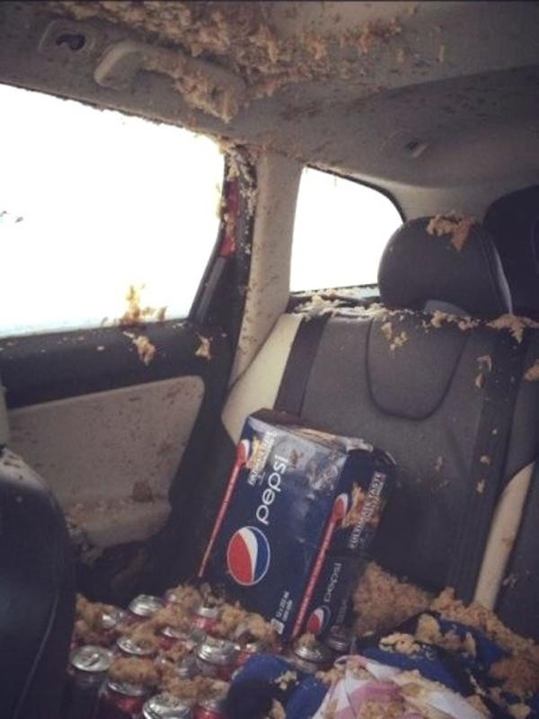 soda explosion in car