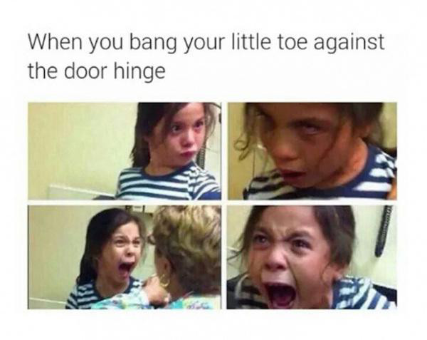 banging toe meme - When you bang your little toe against the door hinge