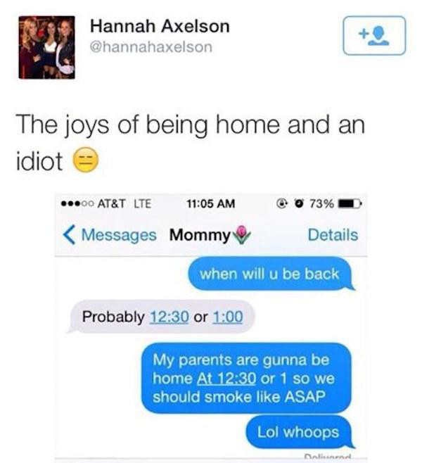self troll - Hannah Axelson The joys of being home and an idiot ...00 At&T Lte @ 73%