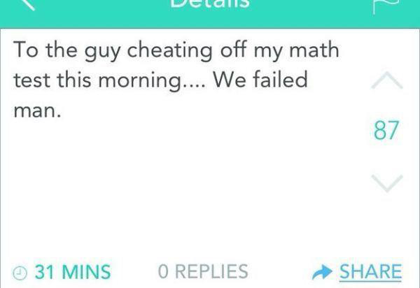 diagram - Delalls To the guy cheating off my math test this morning.... We failed man. 31 Mins O Replies