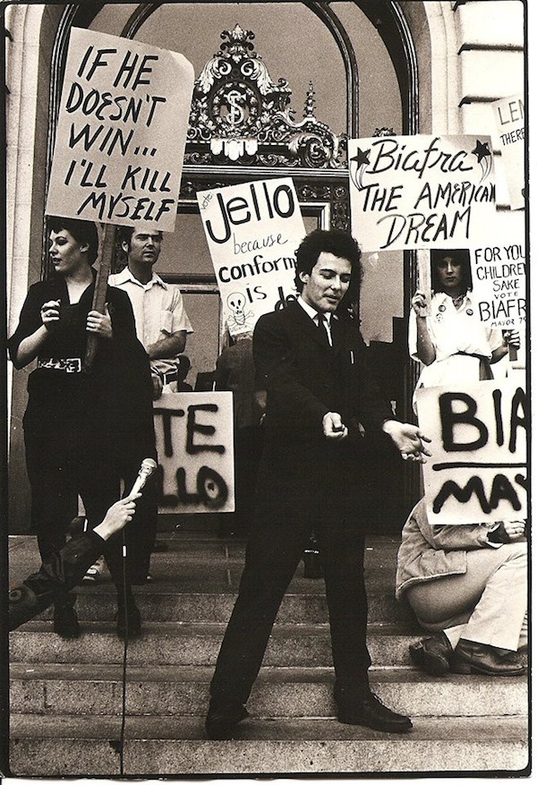 Singer Jello Biafra and the rest of the Dead Kennedys joined the San Francisco punk scene in 1978. Biafra first ran against Dianne Feinstein for mayor of San Francisco in 1979 on a platform that included banning cars from city limits, making police run for reelection in the neighborhoods they patrolled and establishing a "Board of Bribery" in an attempt to set standard public rates. He came in fourth out of ten. 

In 2000, Biafra was drafted for the Green Party Presidential primary. He chose Mumia Abu-Jamal (an American activist and journalist who was convicted and sentenced to death for the 1981 murder of Philadelphia police officer Daniel Faulkner) as his running mate. The party selected Ralph Nader as the presidential candidate with 295 of the 319 delegate votes. Biafra receiving only ten votes.

Despite losing the nomination, Biafra became highly active in Ralph Nader's presidential campaign and remained so in 2004 and 2008. During the 2008 campaign, he played at rallies and answered questions for journalists in support of Nader. When gay rights activists accused Nader of costing Al Gore the 2000 election, Biafra reminded them that Tipper Gore's Parents Music Resource Center wanted warning stickers on albums with homosexual content.

He ended up encouraging supporters to vote for Nader, and he got the concept of a "maximum wage" debated on Politically Incorrect with Bill Maher. He said his mission is to help "bring the spirit of punk into the Greens—(and) make the party rock."