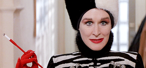 Cruella De Vil loves bestiality jokes. In 101 Dalmatians, Roger and Anita tell Cruella that they are having puppies and Cruella replies “Well, you have been a busy boy, haven’t you?” And then straight after probably gave a fist pump and said “nailed it!”