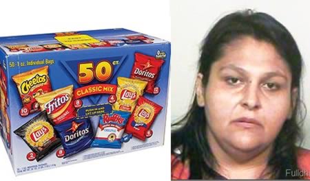 The economy is so bad that even prostitutes are desperate! Oklahoma City resident Lahuma Sue Smith, 36, pled no contest to prostitution charges that she traded sex for .… a box of Frito-Lay chips. According to the police report, undercover officers noticed Smith "trying to catch a date” by flashing her headlights at SE 33 and Robinson. Officers said they followed Smith's car and found her with her blouse open and found a man in the passenger seat pulling his pants up.

The man told police he was having marital problems and knew he could pick up a prostitute there. Smith told police the man told her he was looking for company but he didn't have any money, so she agreed to be paid with a $30 case of Frito-Lay chips he had in the back of his car.