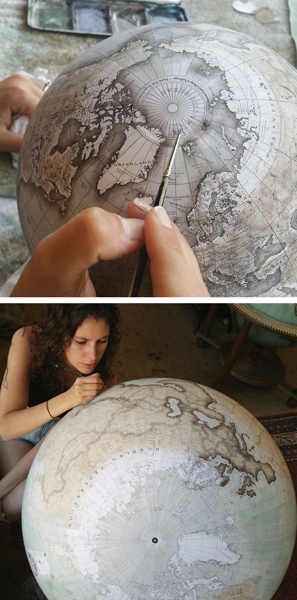 In the modern age, with the advent of GPS in addition to the abundance of mass-produced globes and maps, the art of globe-making has seemingly disappeared. Only two workshops in the world still make modern, handcrafted globes—one of them is Bellerby & Co. Globemakers, a studio based in London, England.

The studio began in 2008 when Peter Bellerby struggled to find a quality globe as a gift for his father on his 80th birthday. Faced with a choice between cheaply made modern globes or fragile, expensive antique reproductions, Peter decided to try and make his own. The process turned out to be more complicated and costly than he imagined. After two years of trying to create the perfect globe, Peter turned this newfound passion into a business.

Bellerby now has a small team of dedicated globemakers constructing high-quality, handmade, terrestrial and celestial globes. With bespoke cartography, each globe is made to order and is essentially one-of-a-kind. From the various bases to the painting to the mapmaking, each piece is expertly crafted in-house using both traditional and modern techniques. 

Before you get too excited, note that prices start at $1,500, and it takes each new team member at least six months of learning how to make a globe.