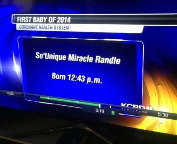 Name - First Baby Of 2014 Covenant Health System So'Unique Miracle Randle Born p.m.