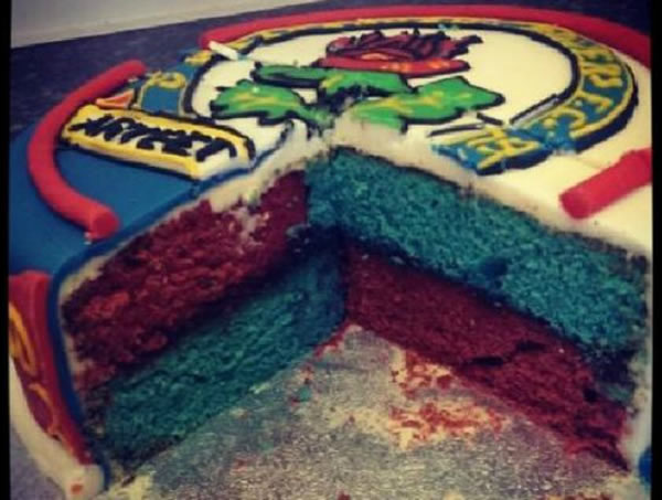 Now, this is a baking disaster of truly epic proportions. You can only imagine the delight of this Blackburn Rovers fan when he blew out the candles on a brilliantly designed cake that included the club's logo. But then it all went embarrassingly wrong when the cake was cut. The center had been dyed claret and blue—the colors of fierce Lancashire rivals BURNLEY.

We are inclined to think this was an act of sabotage, which is both ingenious, yet utterly savage. Shame on you, bakers!