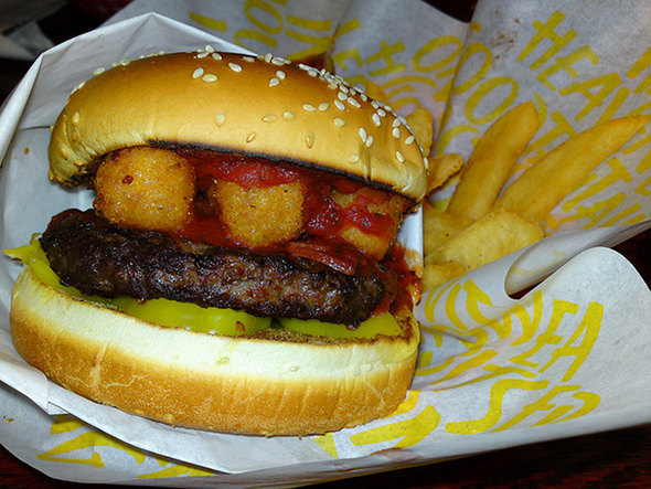 In 2009, Red Robin introduced the “Wise Guy," otherwise known as the mother of all unhealthy burgers. Packed with nearly a full day's worth of fat and calories, this pepperoni, marinara, and fried mozzarella jaw cracking monster fell flat with America's new healthier lifestyle. With over 1,000 calories, 51 grams of fat and 2017 mg sodium in one smacker, this guy wasn't as wise as was hoped and Red Robin soon offed this burger.
