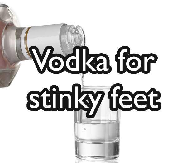 The alcohol content in vodka has a drying effect, which will not only help get rid of the moisture on your feet but it will also kill the odor-causing bacteria. All you have to do is soak a piece of cloth in vodka and use it to thoroughly wipe your feet.