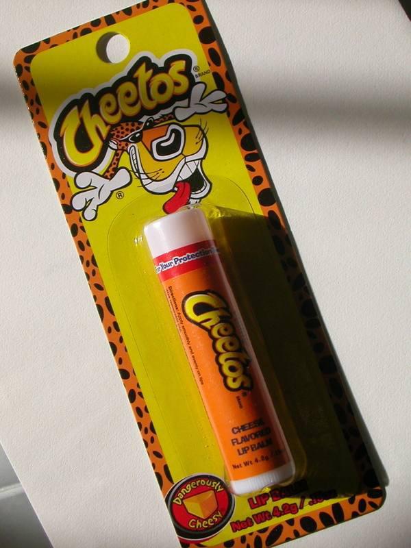 Cheetos lip balm: An orange tube flavored like the artificial cheese left on your fingers after eating Cheetos? Enough said.