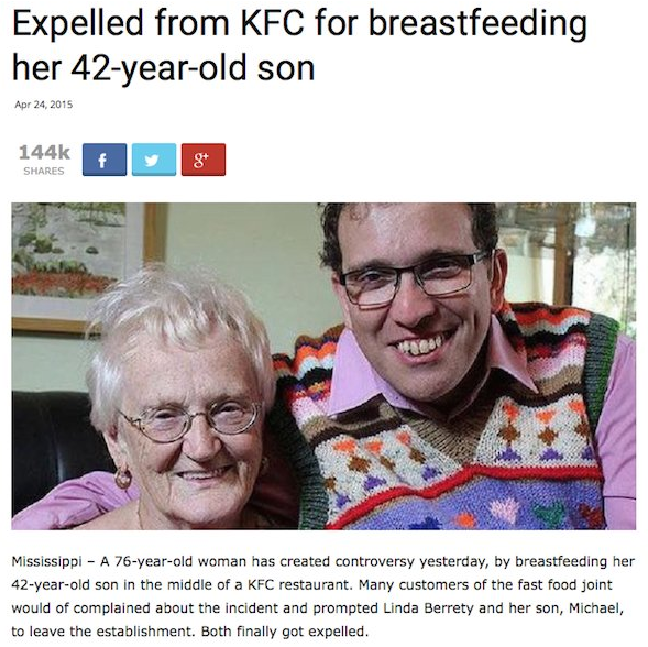 age gap love - Expelled from Kfc for breastfeeding her 42yearold son fy be Mississippi A 76yearold woman has created controversy yesterday, by breastfeeding her 42yearold son in the middle of a Kfc restaurant. Many customers of the fast food joint would o