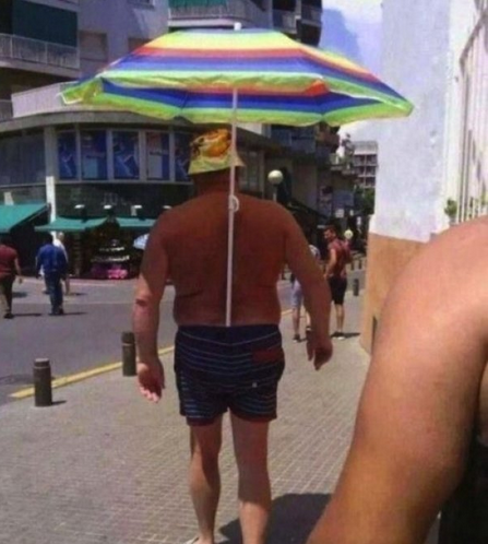 funny man with umbrella