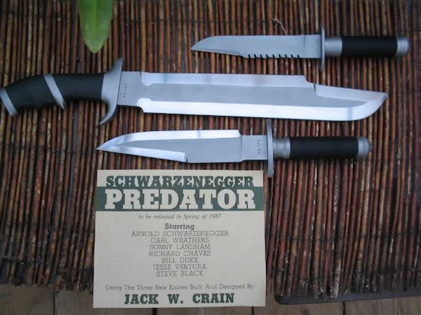 The knives used in Predator were all designed and made by Texas knife maker Jack Crain.