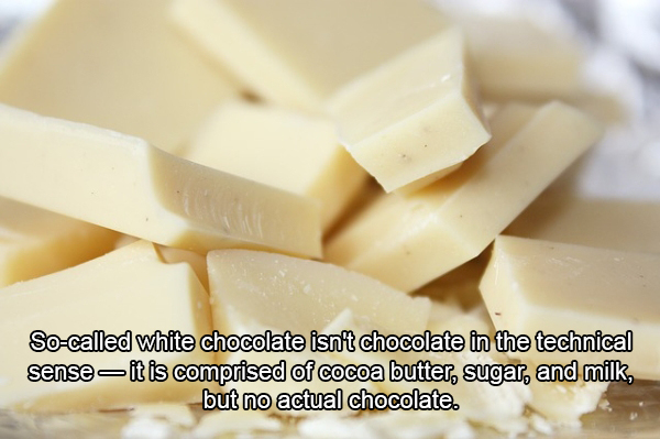 white chocolate made - Socalled white chocolate isn't chocolate in the technical sense it is comprised of cocoa butter, sugar, and milk, but no actual chocolate.