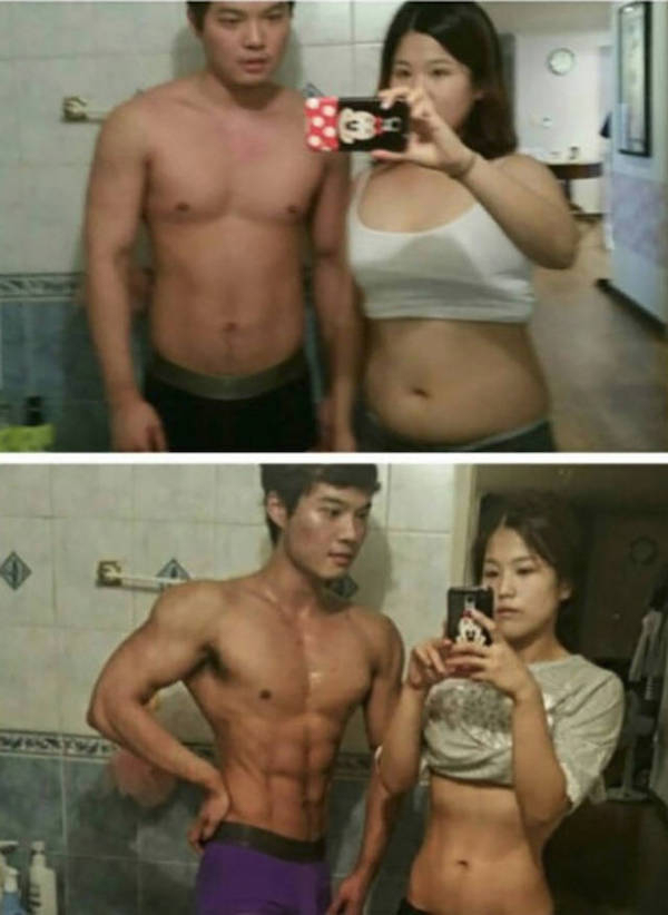 Korean couple undergo a dramatic change in the name of fitness