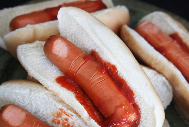 Want a scary appetizer that's also finger lickin' good? Try this. On the surface, they are simply hot dogs with ketchup, but the meat has been so strategically cut that it looks like your guest is really eating severed fingers.