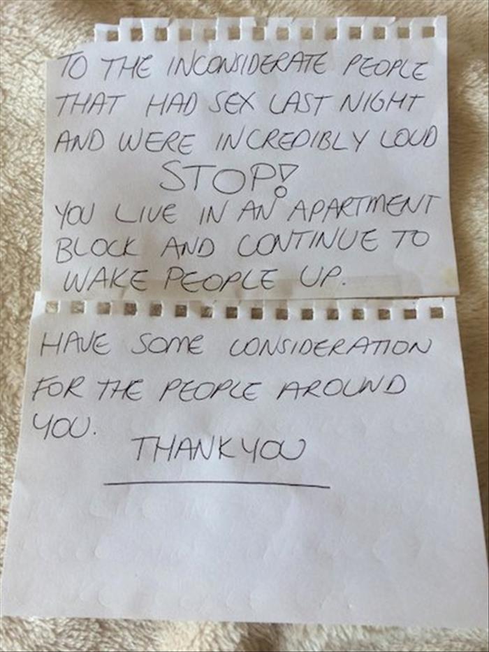 A neighbor's sex note leads to an unexpected result