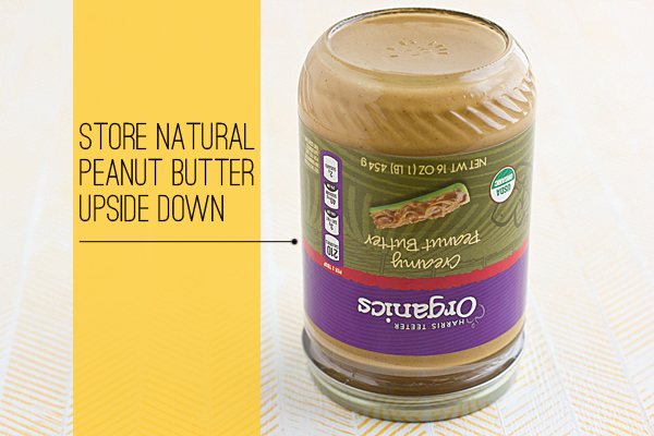 Store peanut butter upside down so you don't get a layer of oil on the top. Or just eat it all in one sitting and avoid all of this.