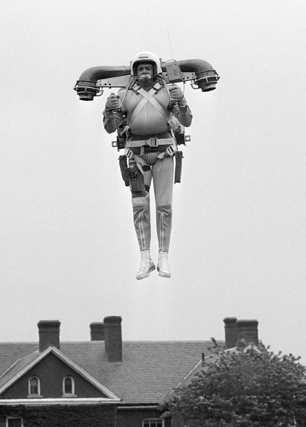 Robert Courter soars to infinity and beyond with this flying jetpack and that sizable gut, 1969.