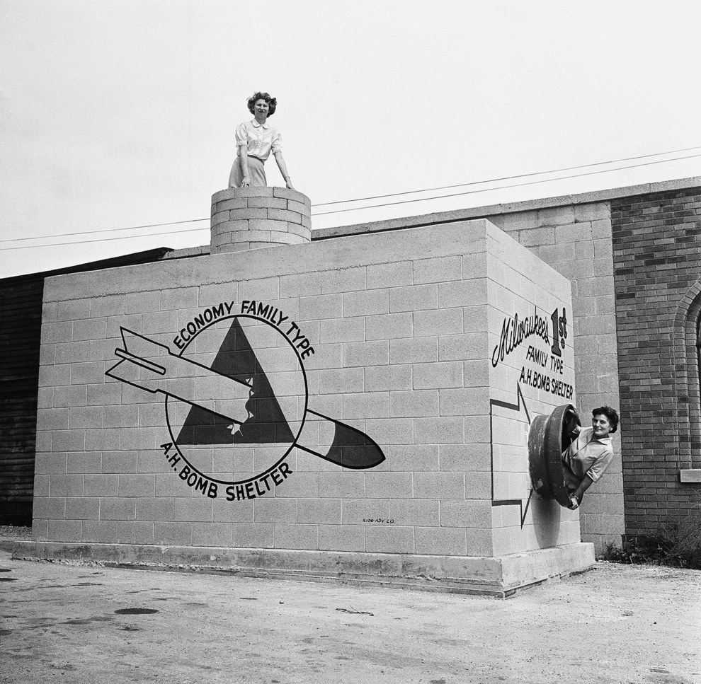 Looking like something straight out of an ACME kit, this bomb shelter could house 12 people in 1958.