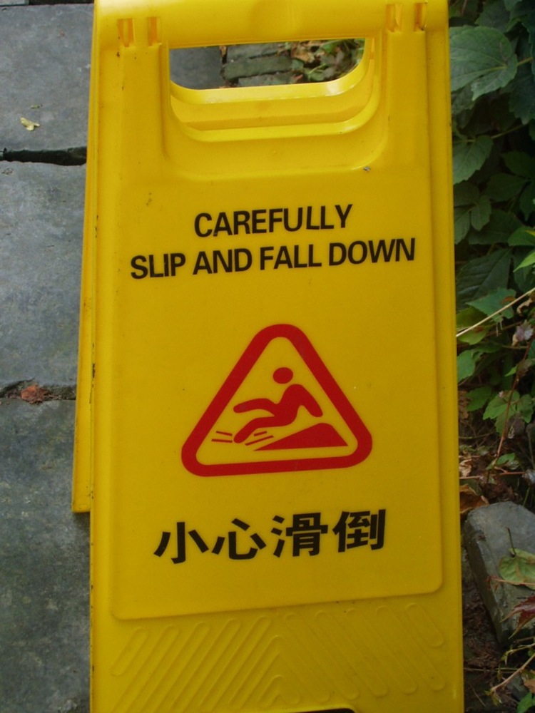 sign - Carefully Slip And Fall Down