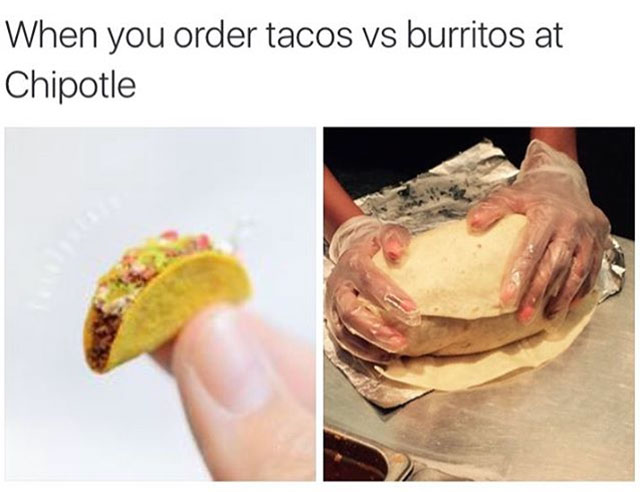 junk food - When you order tacos vs burritos at Chipotle