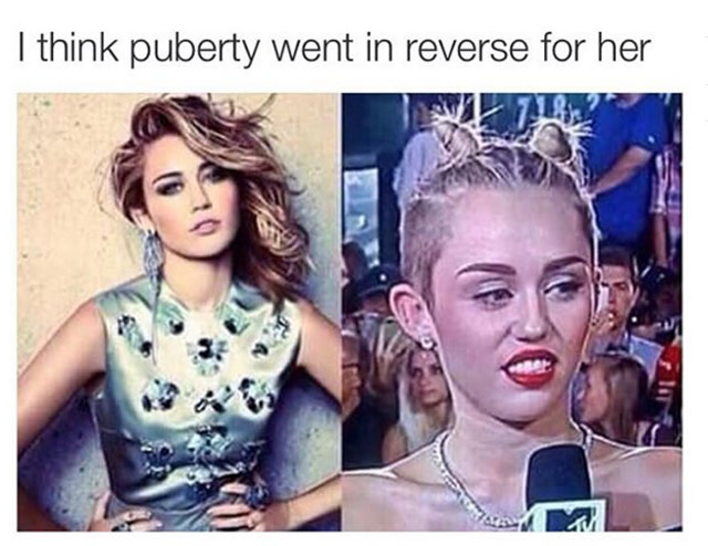 miley cyrus reverse puberty - I think puberty went in reverse for her