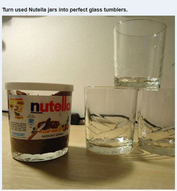 glass nutella jar - Turn used Nutella jars into perfect glass tumblers. a nutella Hazelnut