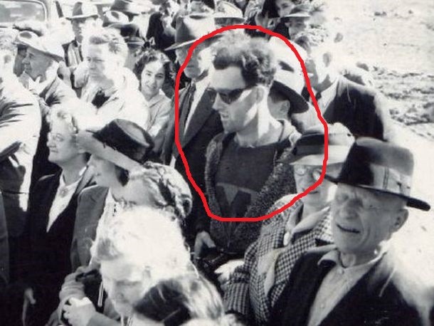 In a picture taken on the occasion of the re-opening of the South Fork Bridge in Gold Bridge, British Columbia in 1941, an alleged time traveler can be seen. It was claimed that his clothing and sunglasses were modern and not of the styles worn in the 1940s. The camera that the man is holding in his hands also looks inappropriately modern and advanced for that period. As the photo went viral on the internet recently, the man is now often referred to as time-travelling hipster.
