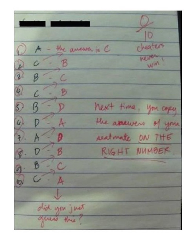 writing - 10 D cheaters A C the answer is C B Bd next time, you copy the aswers of your seatmate On The Right Number did you just